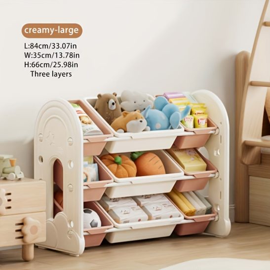 Cloud Pattern Storage Cabinet, Compact And Durable, 3-Tier Design with Storage Boxes, Ideal for Storing Dolls,, And Sundries, Suitable for Small Rooms, Living Rooms, And Warehouses