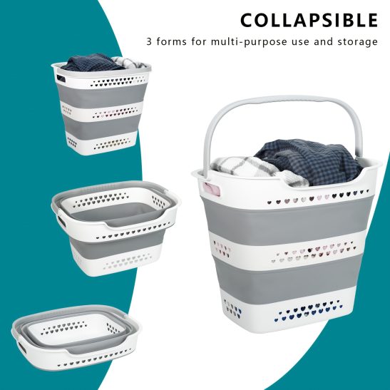 Collapsible Laundry Basket Hamper - 11.1gal Foldable Storage Bin with Handles, Space-Saving Organizer for Clothes, Travel & Dorm, Clothing Storage, Bathroom Decor and Accessories, Bathroom Organizers and Storage.dorm Room Essential, Laundry Baskets