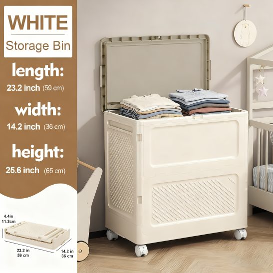Large Capacity Waterproof And Dustproof Storage Box with Wheels, Multi Purpose Home Storage And Organization Solution Suitable for Bedroom, Living Room, Bathroom And Kitchen